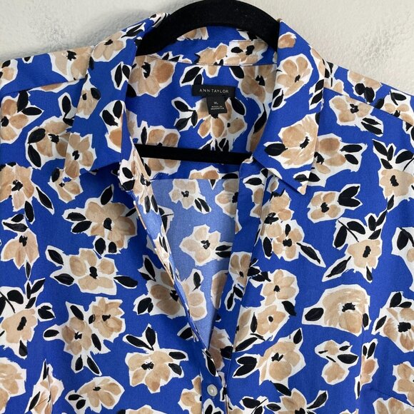 Ann Taylor Womens XL Floral Button Up Essential Shirt Long Sleeve Blouse Top - Picture 10 of 12